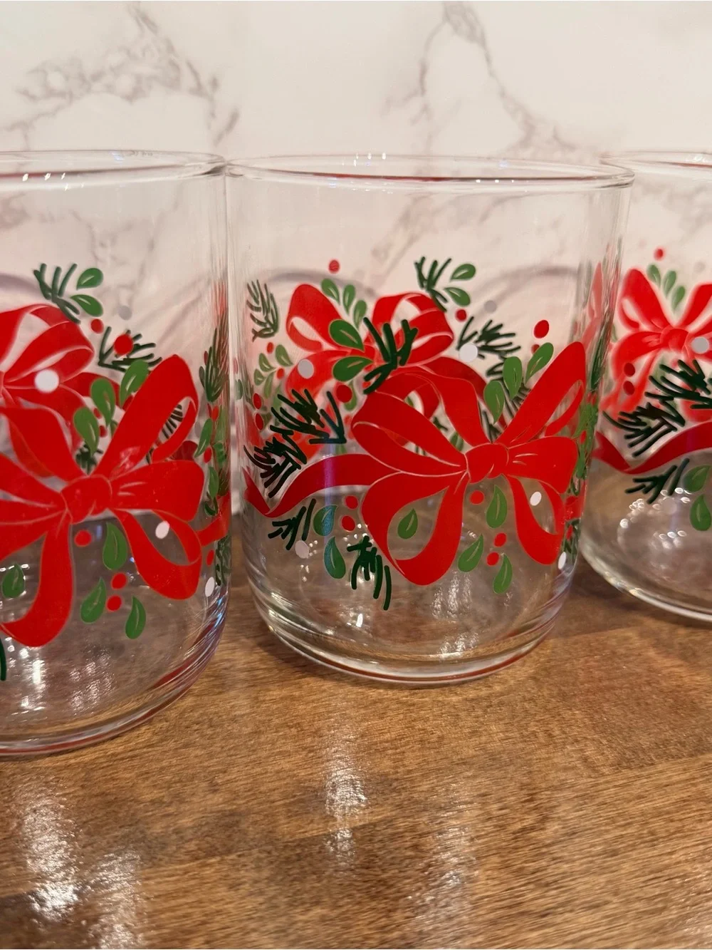Libbey Holiday Red Bow Rocks Glass - Set of 4